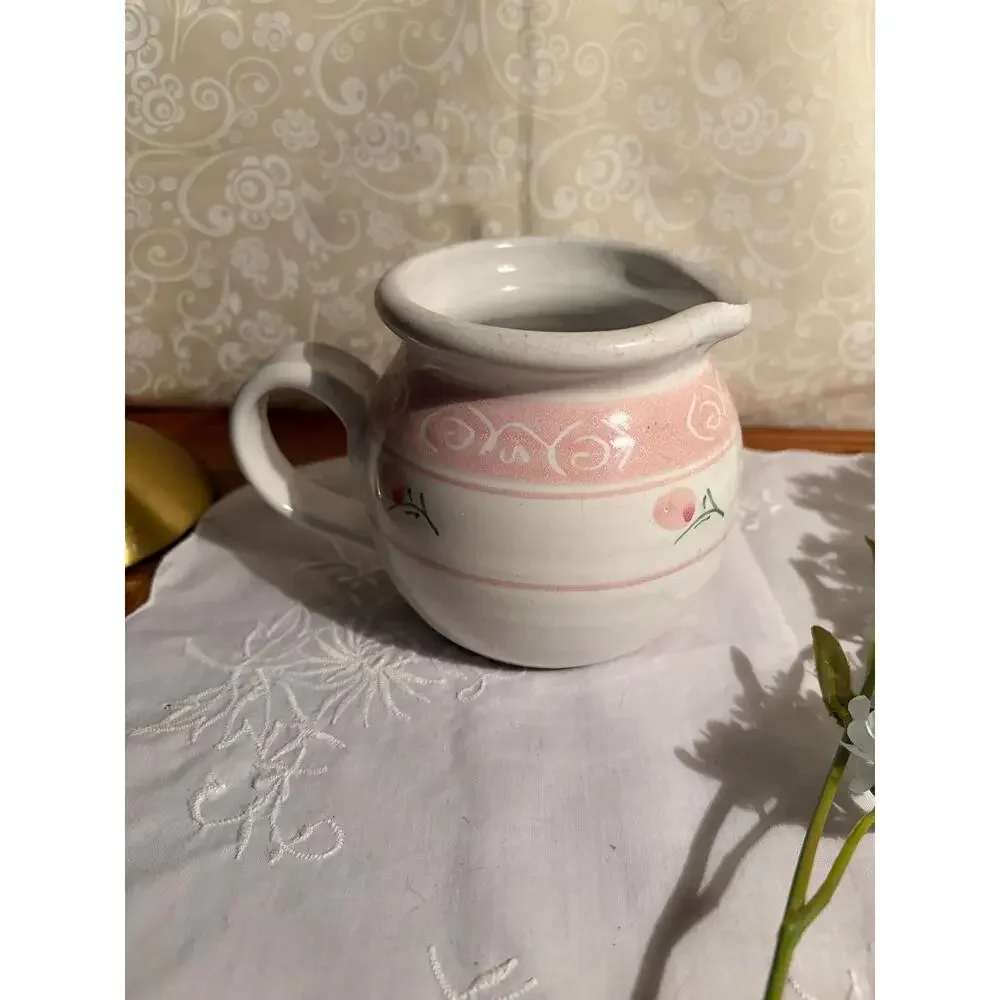 Vintage Pink Floral Ceramic‎ Creamer/ Small Pitcher